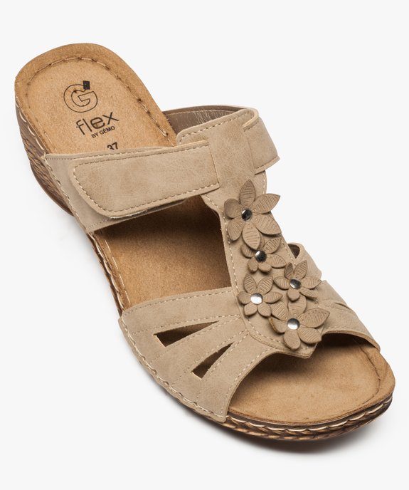 Mules femme confort avec fleurs en relief et bride à scratch vue5 - GEMO (CONFORT) - GEMO