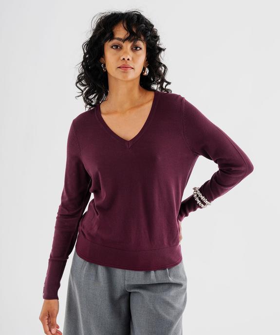 Pull col V en maille viscose fine et souple femme vue4 - GEMO 4G FEMME - GEMO