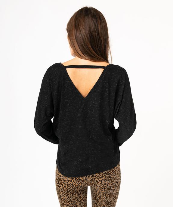Tee-shirt à manches longues à double col V femme vue3 - GEMO(FEMME PAP) - GEMO