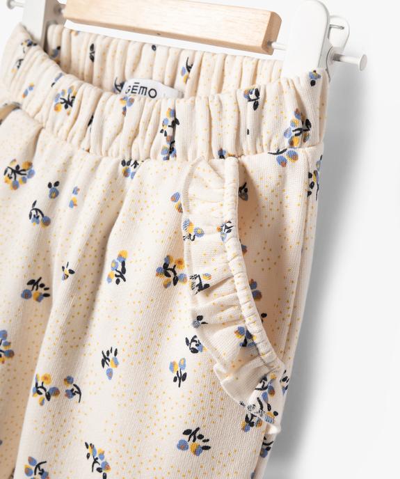 Pantalon en molleton fleuri à taille élastiquée bébé fille vue2 - GEMO(BEBE DEBT) - GEMO