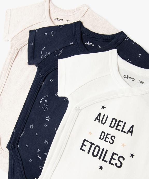 Body croisé à manches courtes en coton biologique bébé (lot de 3) vue2 - GEMO 4G BEBE - GEMO