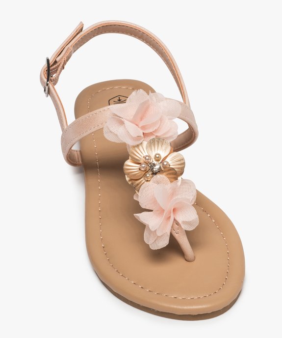 Sandales fille à entre-doigts orné de fleurs en tissu vue5 - GEMO (ENFANT) - GEMO