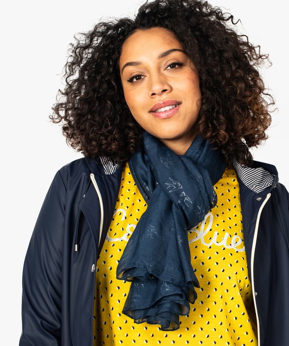 Foulard oversize en voile fin à motifs oiseaux brillants vue1 - GEMO (ACCESS) - GEMO