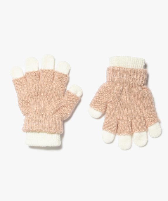 Gants fille 2-en-1 avec mitaines pailletées vue1 - GEMO (ENFANT) - GEMO