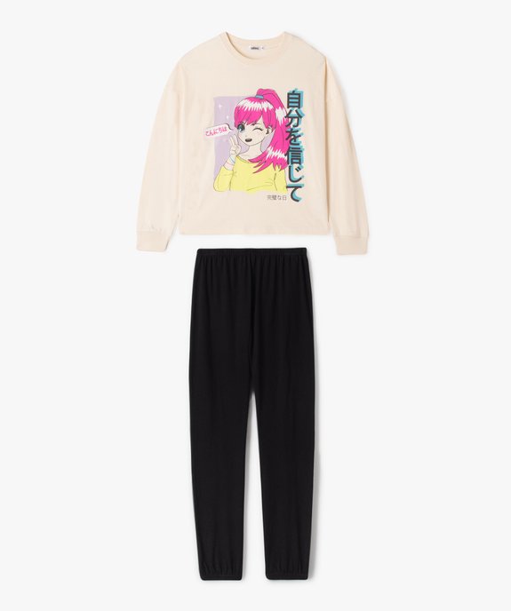 Pyjama en coton avec motif manga fille vue1 - GEMO (JUNIOR) - GEMO