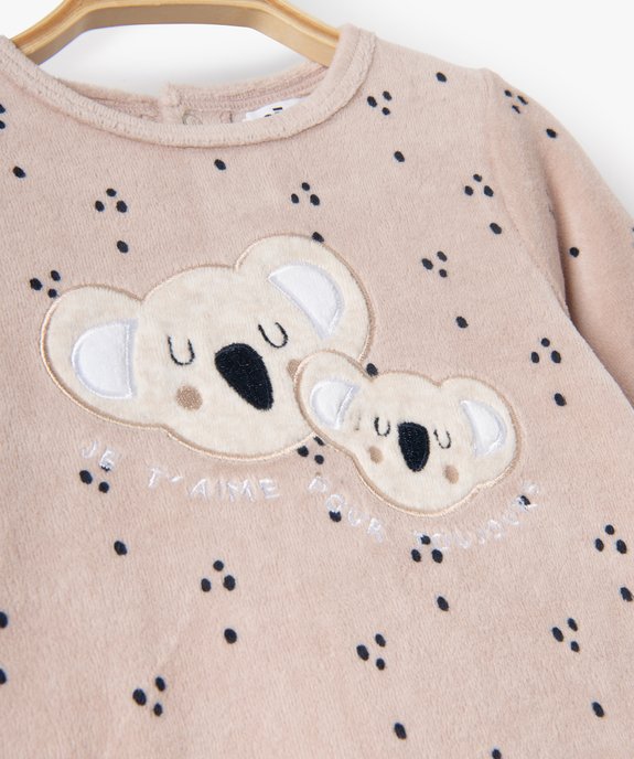 Pyjama bébé en velours à motif koala sur le buste vue2 - GEMO(BB COUCHE) - GEMO