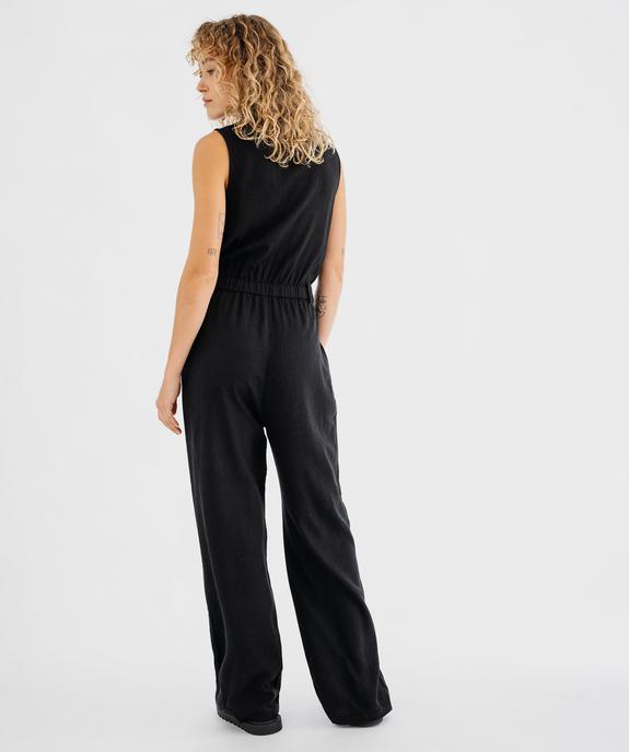 Combinaison pantalon sans manches en viscose et lin haut chemise femme vue3 - GEMO 4G FEMME - GEMO