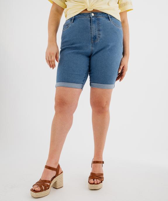 Bermuda en jean stretch à revers femme grande taille vue1 - GEMO 4G GT - GEMO