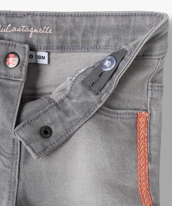 Short bébé fille en jean avec bandes pailletées - LuluCastagnette vue2 - LULUCASTAGNETTE - GEMO