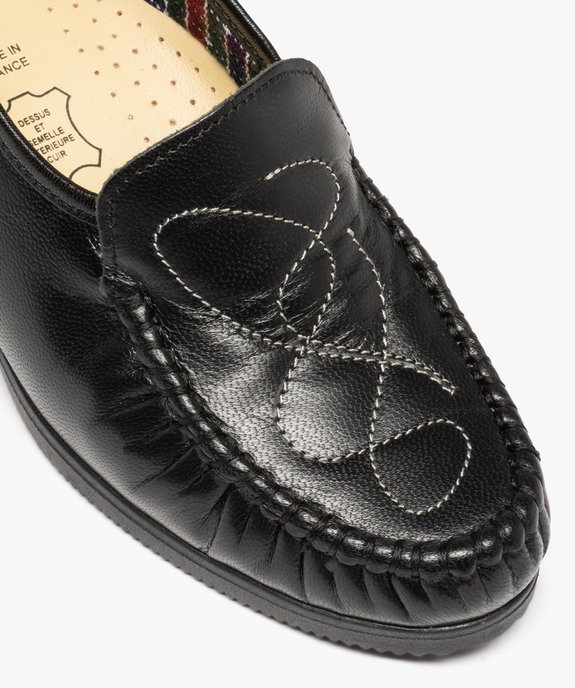Mocassins confort femme à talon dessus cuir brodé vue6 - GEMO (CONFORT) - GEMO