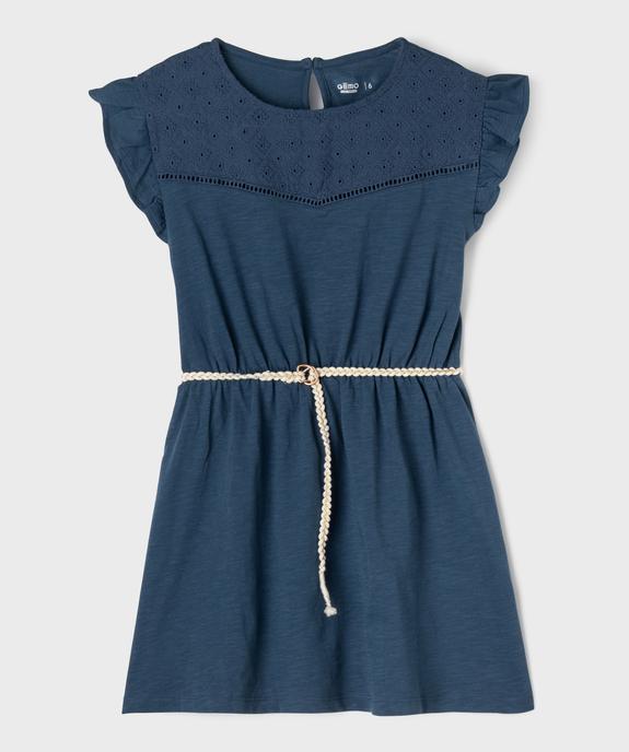 Robe fille en maille avec buste brodé et manches à volants vue1 - GEMO 4G FILLE - GEMO
