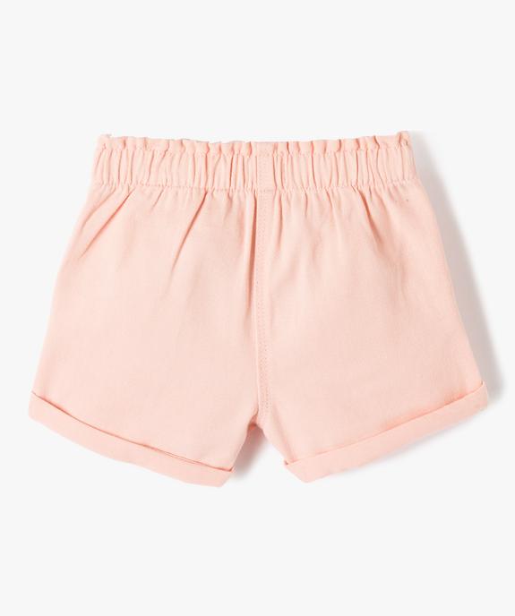 Short uni avec ceinture élastiquée bébé fille vue3 - GEMO 4G BEBE - GEMO