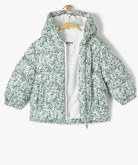 Blouson bébé fille matelassé à motifs fleuris avec doublure chaude vue2 - GEMO 4G BEBE - GEMO