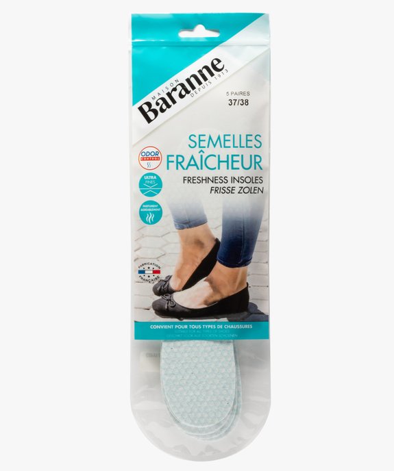 Semelles fraîcheur pour femme 5 paires - Baranne vue2 - BARANNE - GEMO