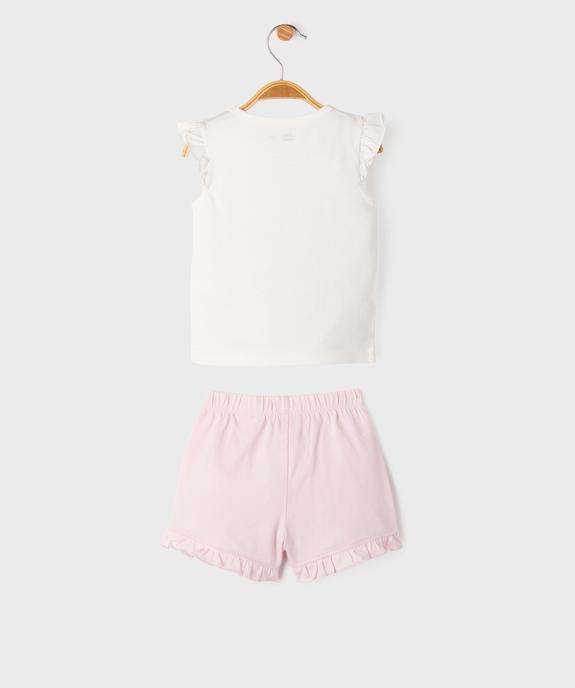 Pyjashort en coton motif flamants roses bébé fille vue4 - GEMO 4G BEBE - GEMO