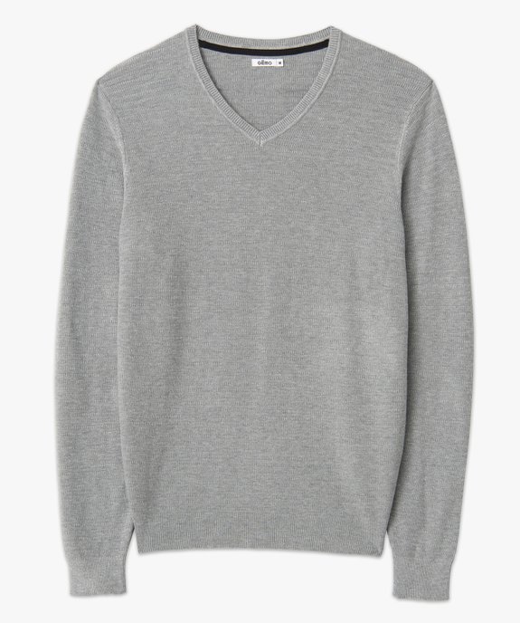 Pull homme à col V en maille fantaisie vue4 - GEMO (HOMME) - GEMO