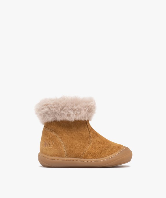 Bottes bébé fille en cuir suédé et à col duveteux - NA! vue1 - NA! - GEMO