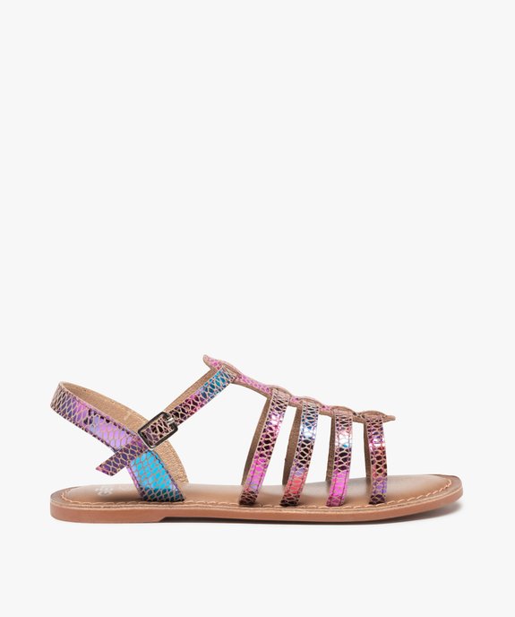 Sandales fille style spartiates multicolores cuir brillant vue1 - GEMO (ENFANT) - GEMO