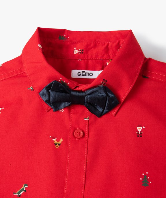 Chemise garçon à manches longues et nœud papillon spécial Noël vue2 - GEMO (ENFANT) - GEMO