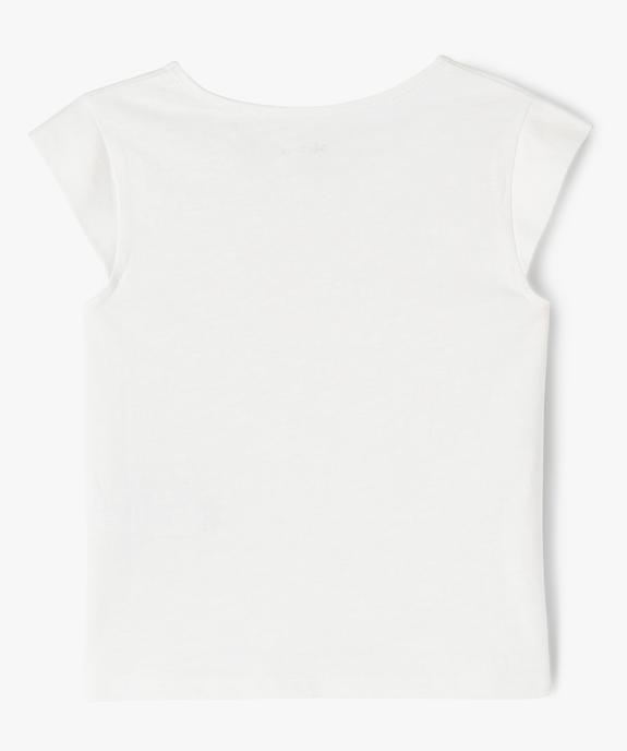 Tee-shirt droit à manches très courtes et broderie fille vue4 - GEMO 4G FILLE - GEMO