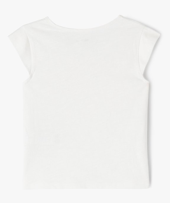 Tee-shirt droit à manches très courtes et broderie fille vue4 - GEMO 4G FILLE - GEMO