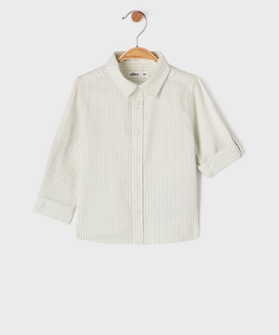 Chemise rayée en coton bébé garçon vue1 - GEMO(BEBE DEBT) - GEMO