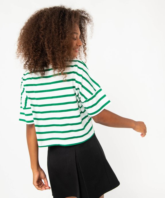 Tee-shirt à manches courtes rayé coupe courte femme vue3 - GEMO(FEMME PAP) - GEMO