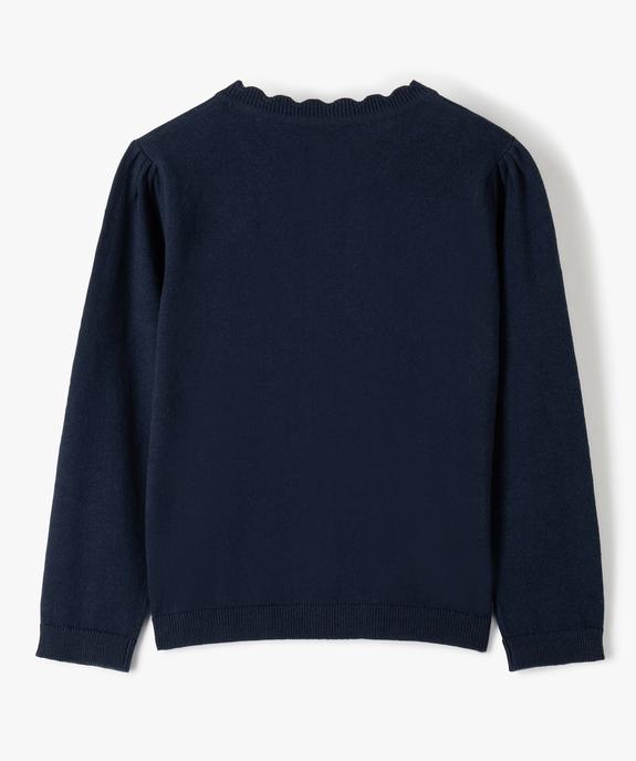 Gilet fille en maille fine à col fantaisie - GEMO (ENFANT) Gilet fille en maille fine à col fantaisie vue3 - GEMO (ENFANT) - GEMO