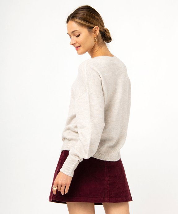Pull en maille douillette imprimé ourson femme - LuluCastagnette vue4 - LULUCASTAGNETTE - GEMO