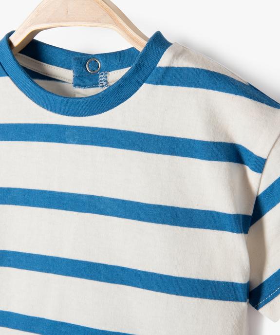 Tee-shirt bébé garçon rayé à manches courtes vue2 - GEMO(BEBE DEBT) - GEMO