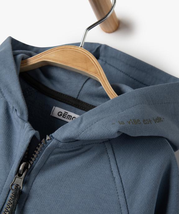 Sweat bébé garçon à capuche et fermeture zippée vue2 - GEMO 4G BEBE - GEMO
