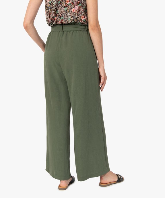 Pantalon femme en maille fluide avec ceinture ton sur ton vue3 - GEMO(FEMME PAP) - GEMO