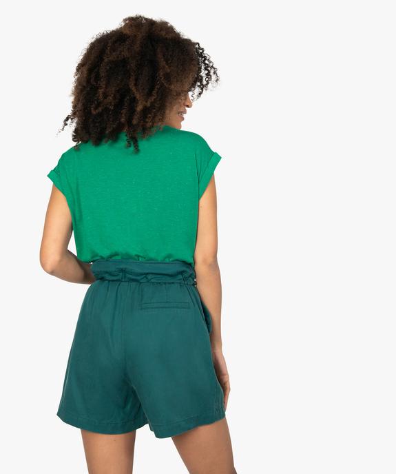 Tee-shirt femme pailleté avec manches ultra courtes à revers vue3 - GEMO(FEMME PAP) - GEMO