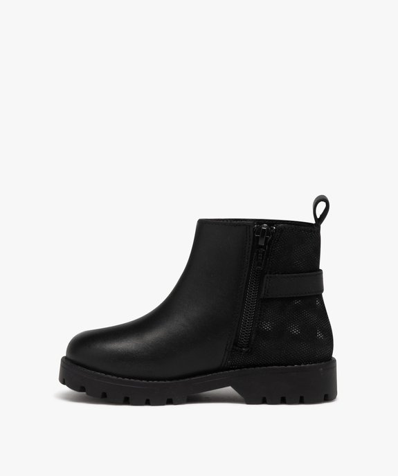 Boots fille dessus en cuir uni ajouré et à semelle crantée vue3 - GEMO (ENFANT) - GEMO