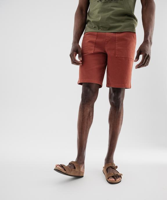 Bermuda en toile de coton avec poches plaquées homme vue1 - GEMO (HOMME) - GEMO