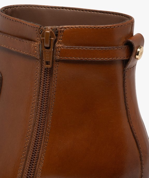 Bottines femme à talon carré et dessus en cuir avec bride fantaisie - Tanéo vue7 - TANEO - GEMO