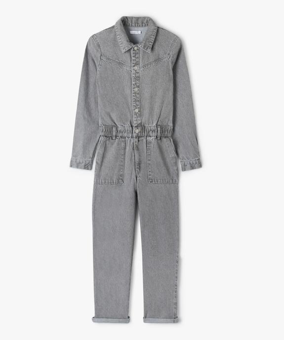 Combi-pantalon fille en jean - LuluCastagnette vue1 - LULUCASTAGNETTE - GEMO