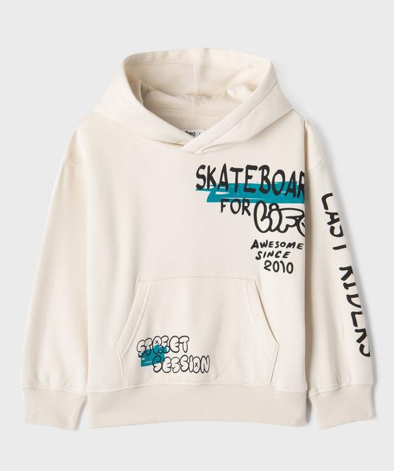 Sweat à capuche avec inscriptions skate garçon vue1 - GEMO 4G GARCON - GEMO