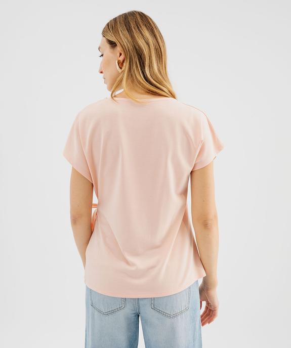 Tee-shirt manches courtes en maille souple et extensible femme vue3 - GEMO 4G FEMME - GEMO