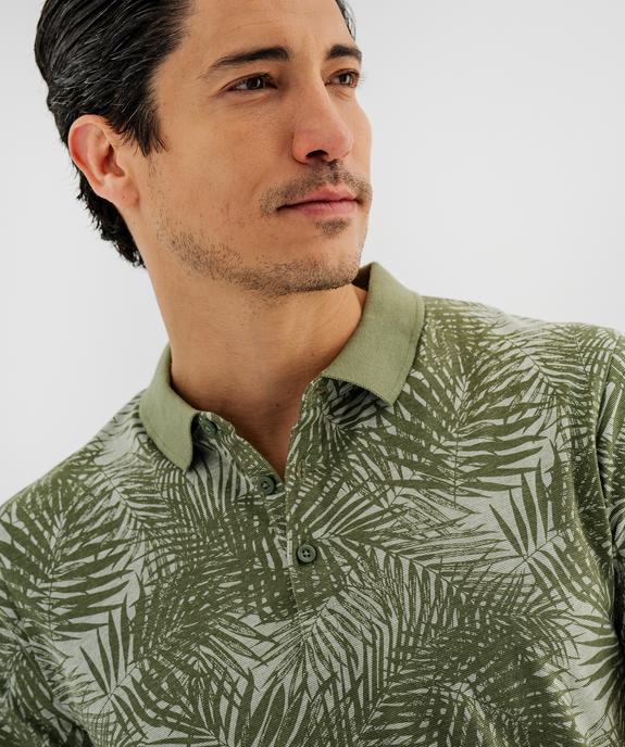 Polo manches courtes à motif feuillage homme vue2 - GEMO 4G HOMME - GEMO