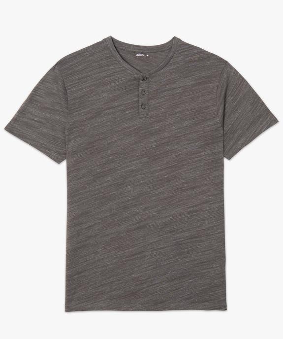 Tee-shirt homme chiné à manches courtes et col tunisien  Matière chinée vue4 - GEMO 4G HOMME - GEMO