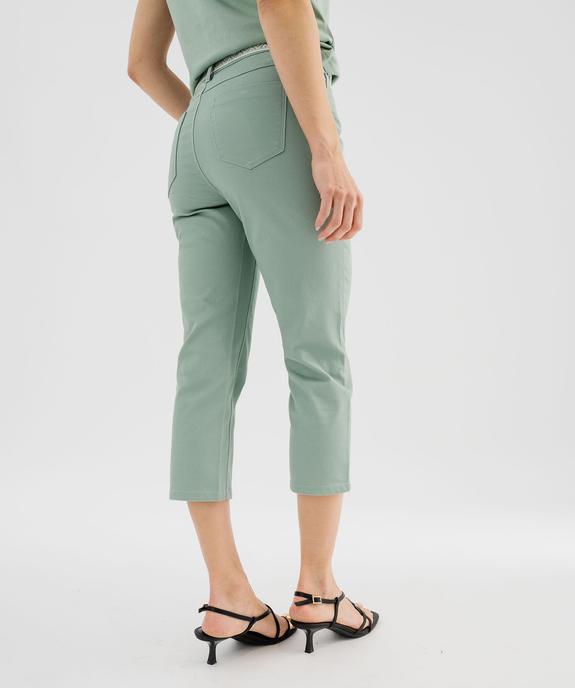 Pantacourt slim taille haute en coton stretch avec ceinture à nouer femme vue3 - GEMO 4G FEMME - GEMO