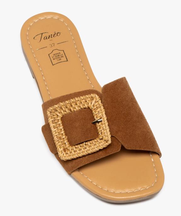 Mules en cuir à talon plat et boucle fantaisie femme - Tanéo vue6 - TANEO - GEMO