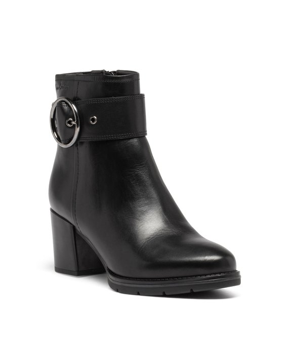 Boots femme à talon carré dessus en cuir uni et à zip - Pierre Cardin D vue2 - PIERRE CARDIN D - GEMO