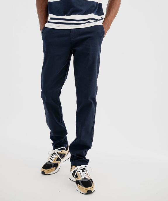 Pantalon chino en coton stretch avec ceinture tressée homme vue1 - GEMO 4G HOMME - GEMO