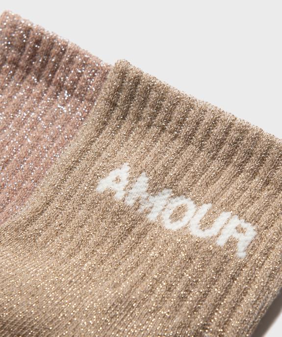 Socquettes pailletées à message femme (lot de 2) vue2 - GEMO(HOMWR FEM) - GEMO