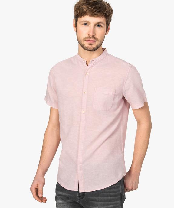 Chemise homme en lin à manches courtes et col mao vue1 - GEMO (HOMME) - GEMO