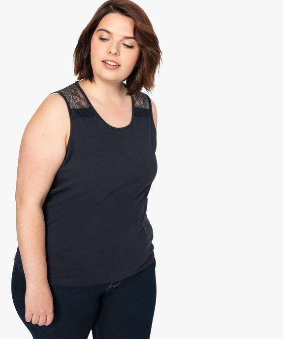 Débardeur femme avec dentelle aux épaules vue1 - GEMO (G TAILLE) - GEMO