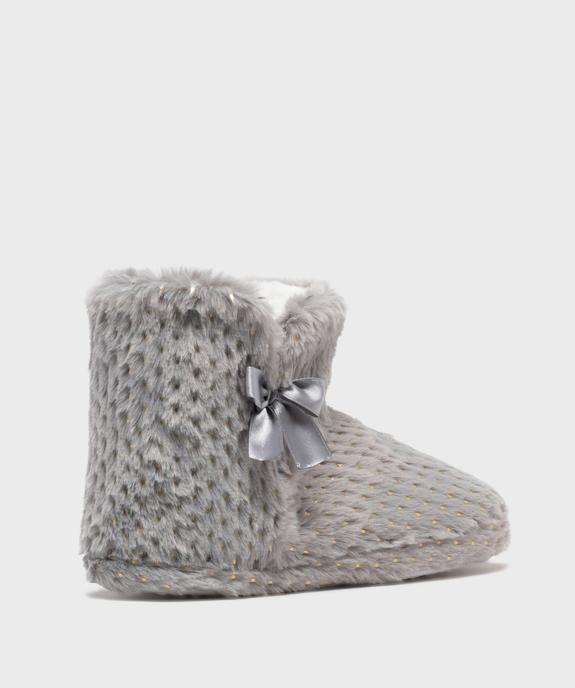 Chaussons montants en fourrure imitation et paillettes femme vue4 - GEMO 4G FEMME - GEMO