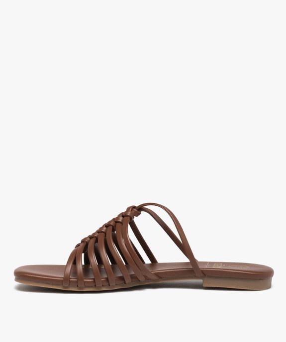 Mules femme à talon plat dessus à fines brides unies vue3 - GEMO (CASUAL) - GEMO